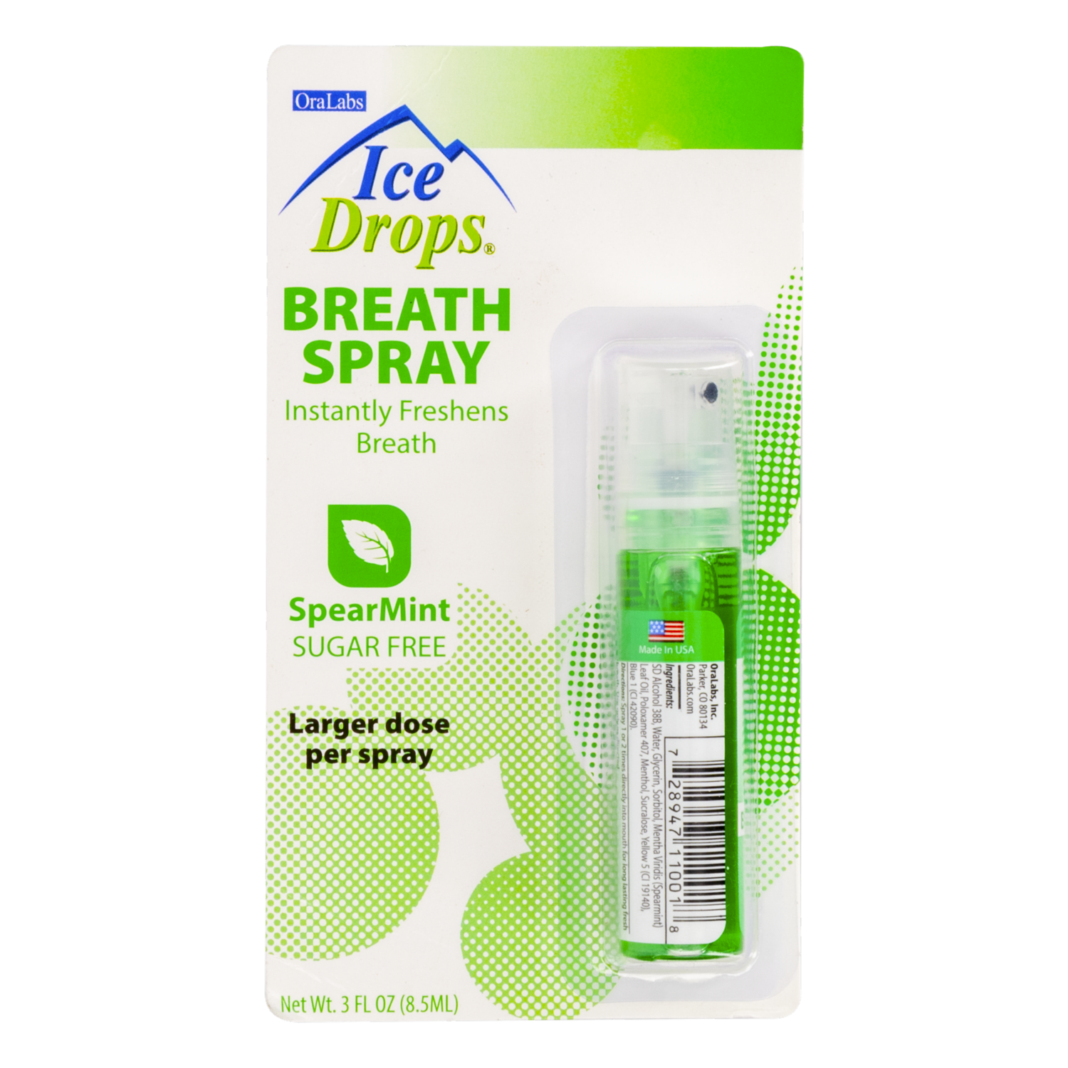 Spray Bucal Spear Mint Sugar Free ICE DROPS 8,50 Ml
