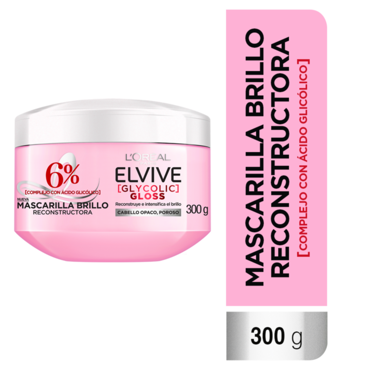 Mascara Capilar Glycolic Gloss Para Cabello Opacos Poroso ELVIVE L’ORÉAL 300 G