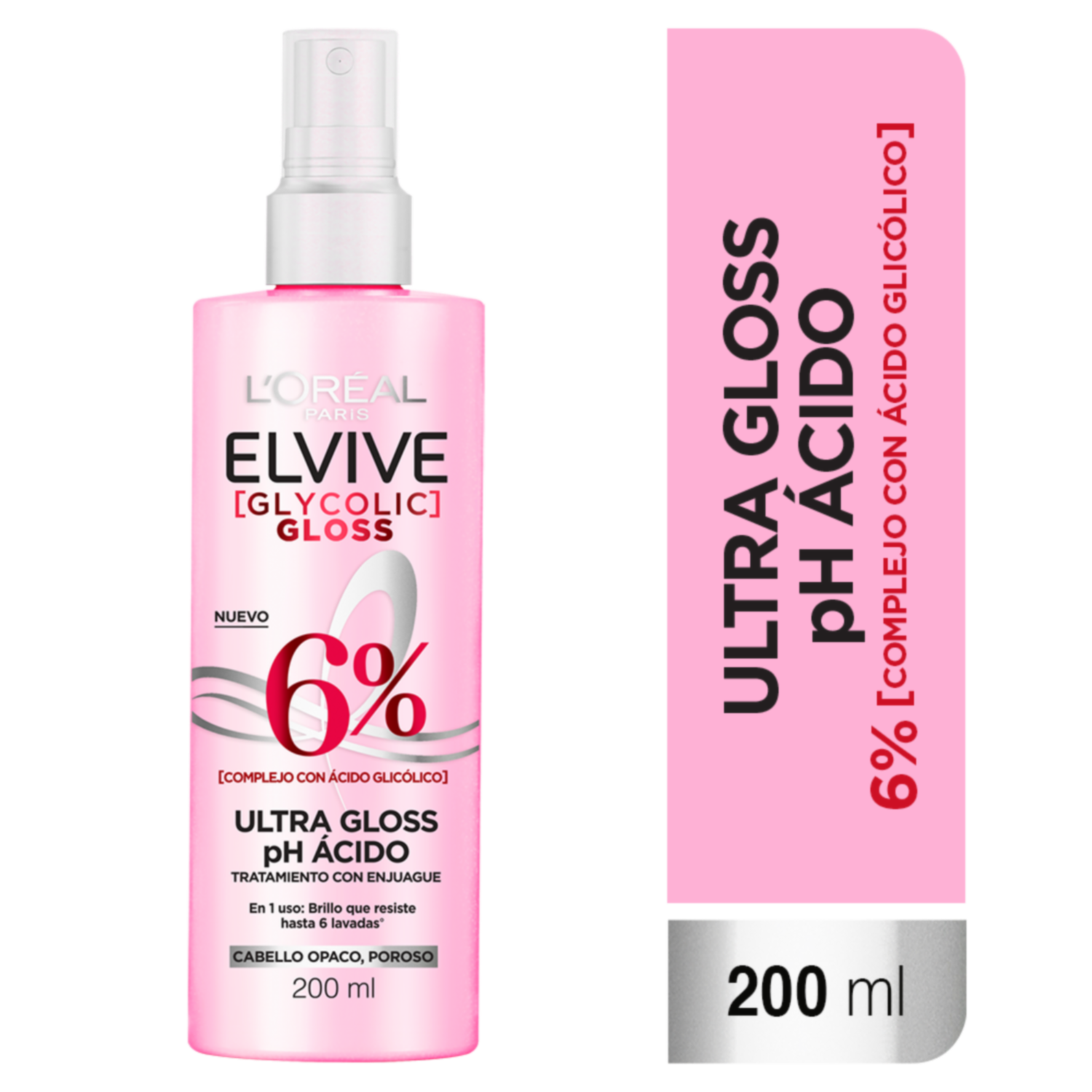 Tratamiento Capilar Glycolic Gloss Para Cabello Opacos Poroso ELVIVE L’ORÉAL 200 Ml