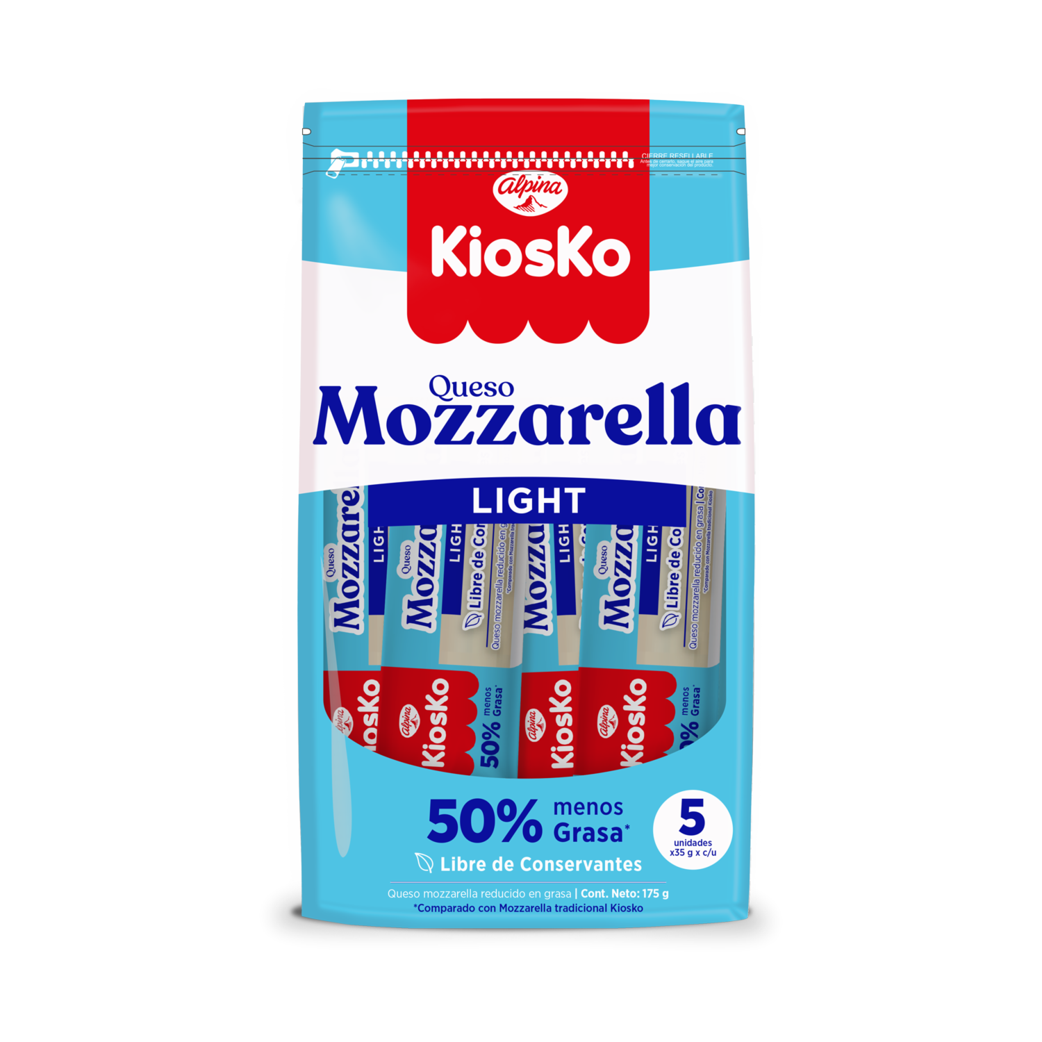 Queso Mozzarella Stick Light KIOSKO 5 Pack