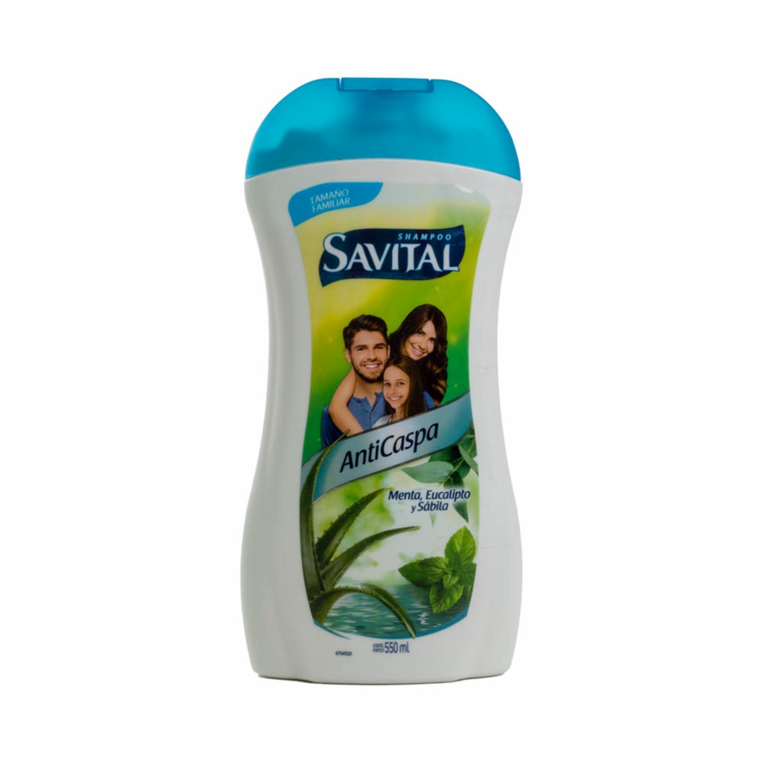 Shampoo De Cabello Anticaspa Menta Eucalipto Y Sábila SAVITAL Inner Pack 550 Ml