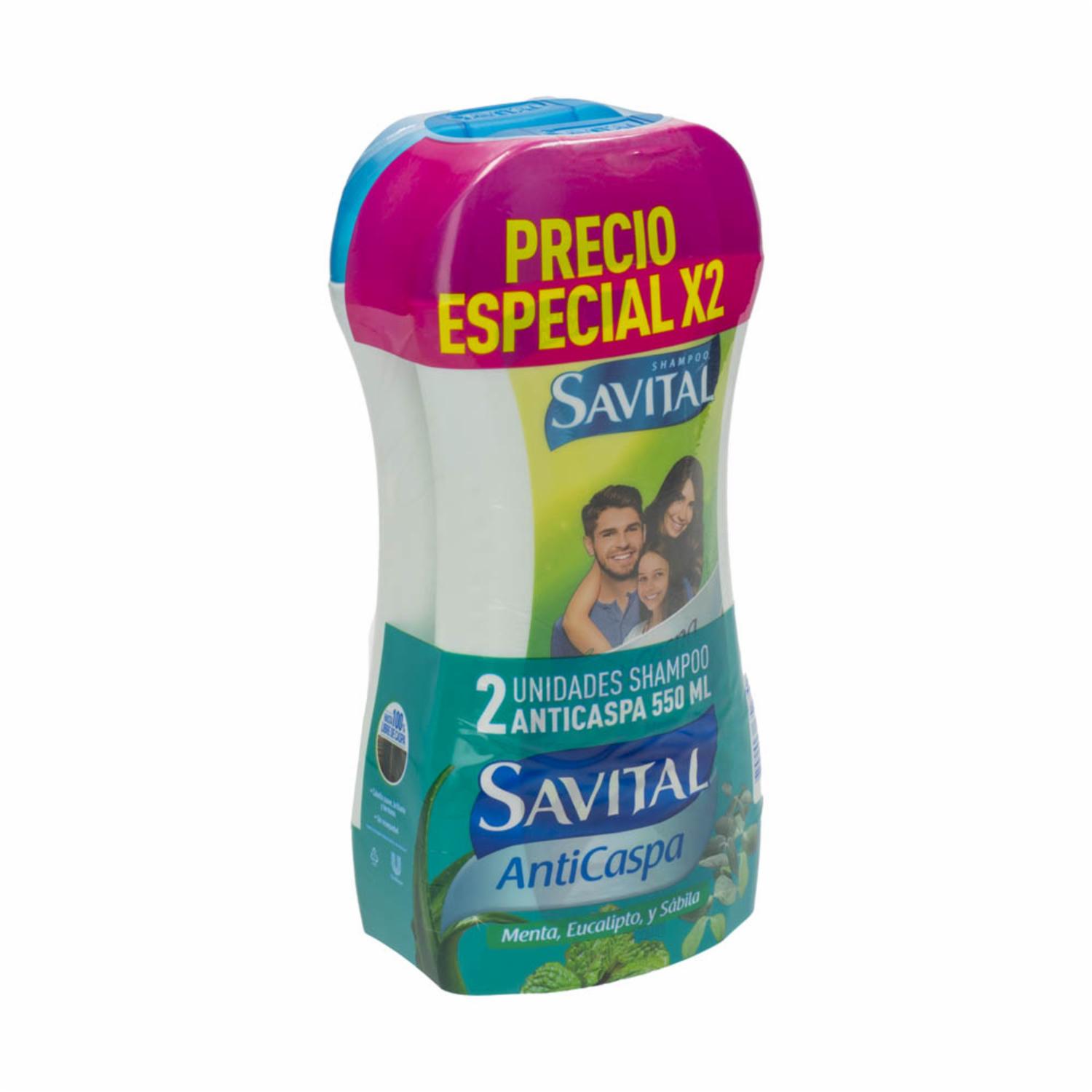 Shampoo De Cabello Inner Pack Anticaspa Precio Especial SAVITAL 2 x 550 Ml