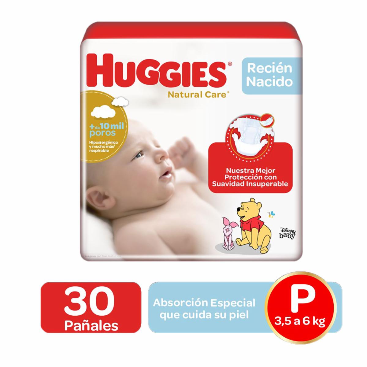 Pañales Desechables Natural Care Recién Nacido P Etapa 1 HUGGIES X 30 Uds