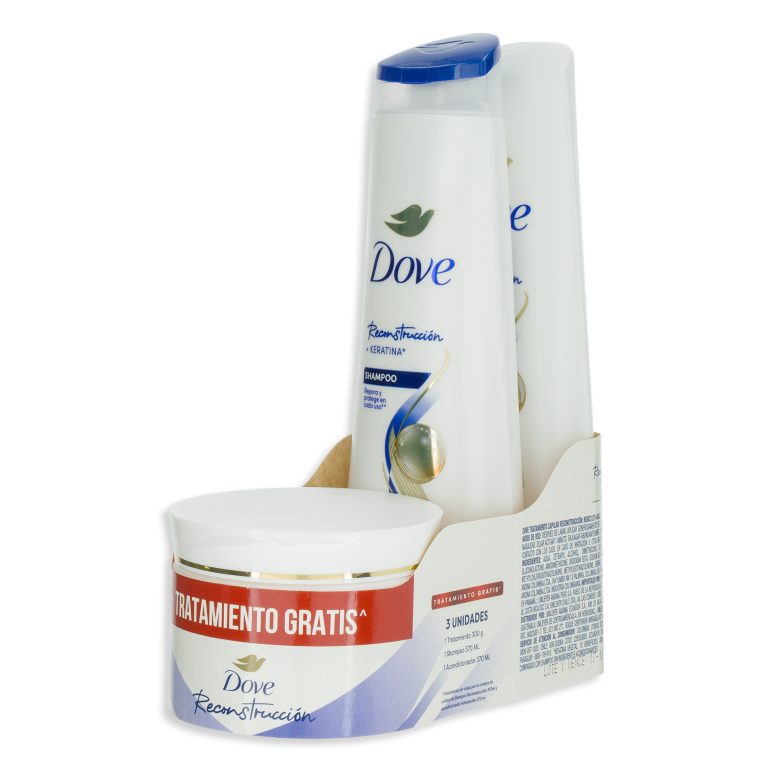 Shampoo De Cabello Y Acondicionador Reconstrucción Grátis Tratamiento 300G DOVE 2 X 370 Ml