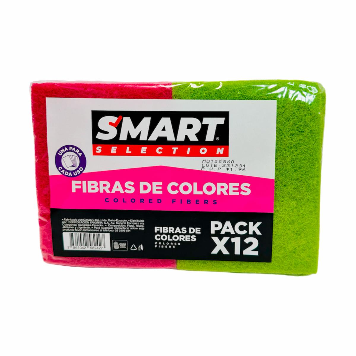 Fibra Limpia Vajillas Multiuso De Colores SMART SELECTION X 12 Uds