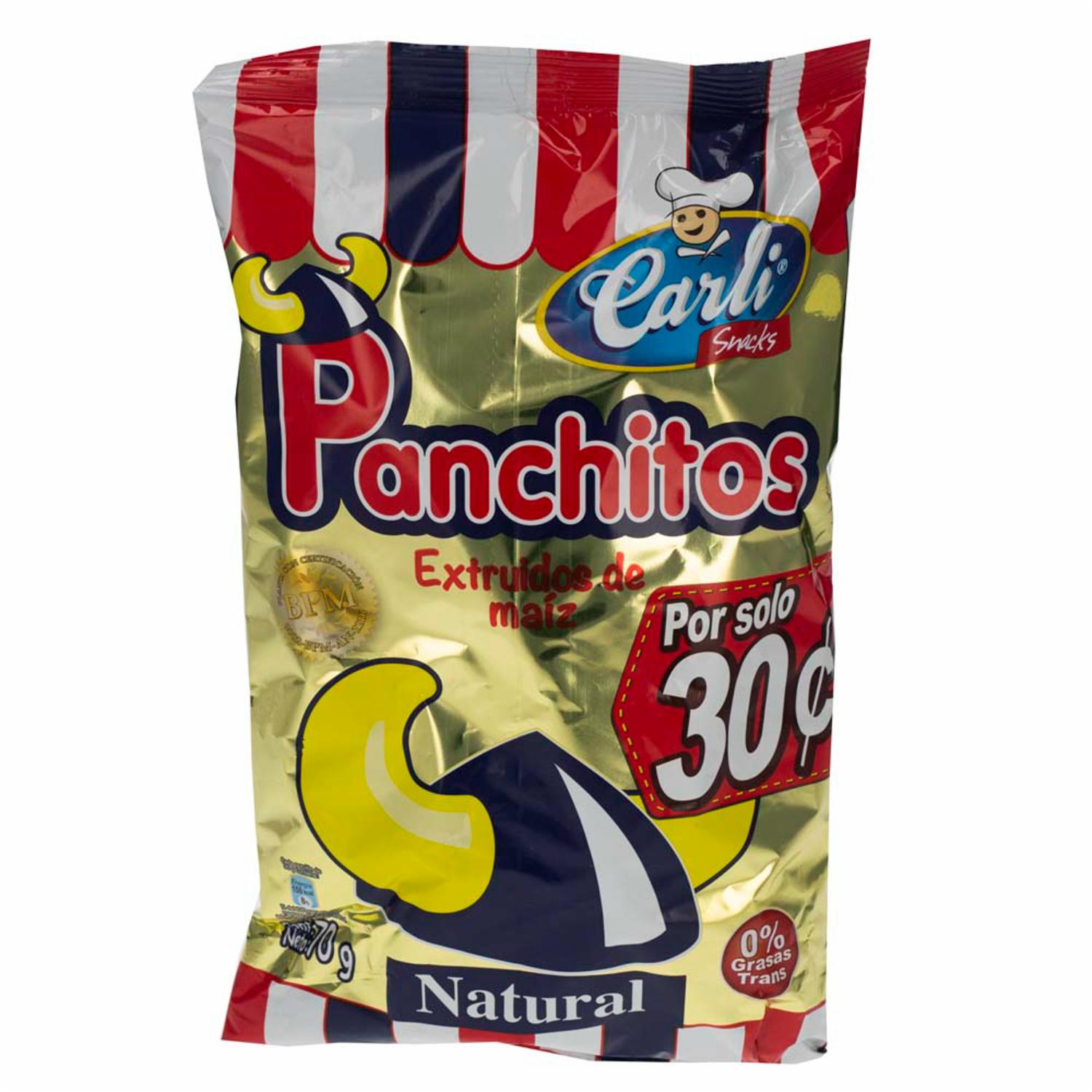 Extruidos De Maíz Panchitos Natural CARLI SNAKCS 70 G