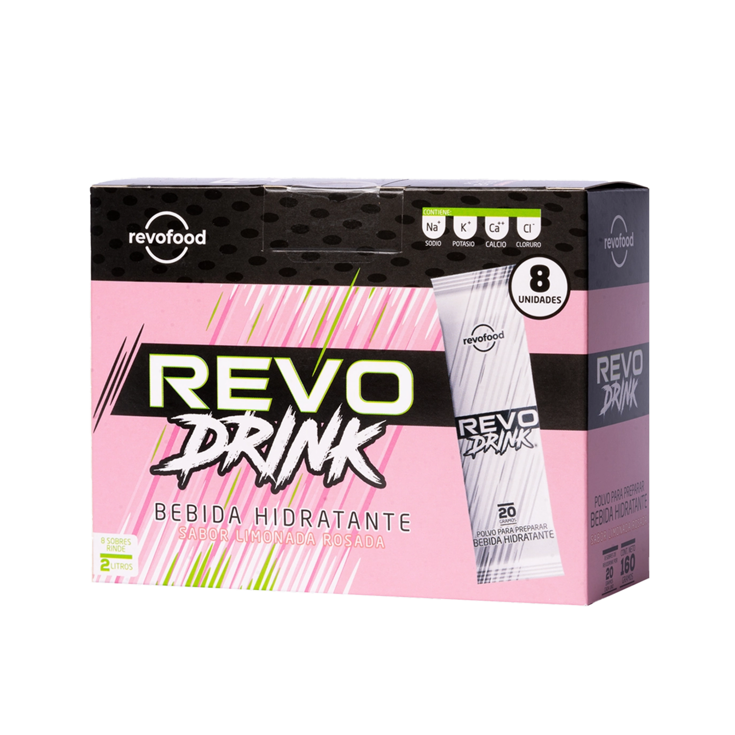 Bebida Hidratante En Polvo Sabor A Fruit Punch Display REVO DRINK 160 G