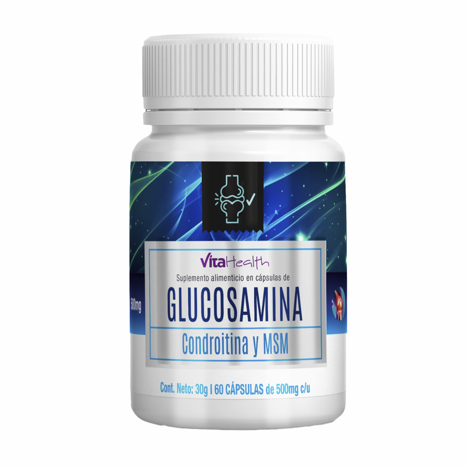 Glucosamina Coindritina Y Msm Suplemento En Cápsulas VITAHEALTH 60X500 Mg