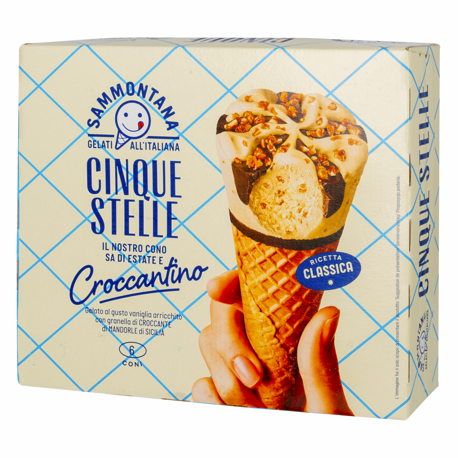Helado Cono Croccantino Cinque Stelle SAMMONTANA X 6 Uds