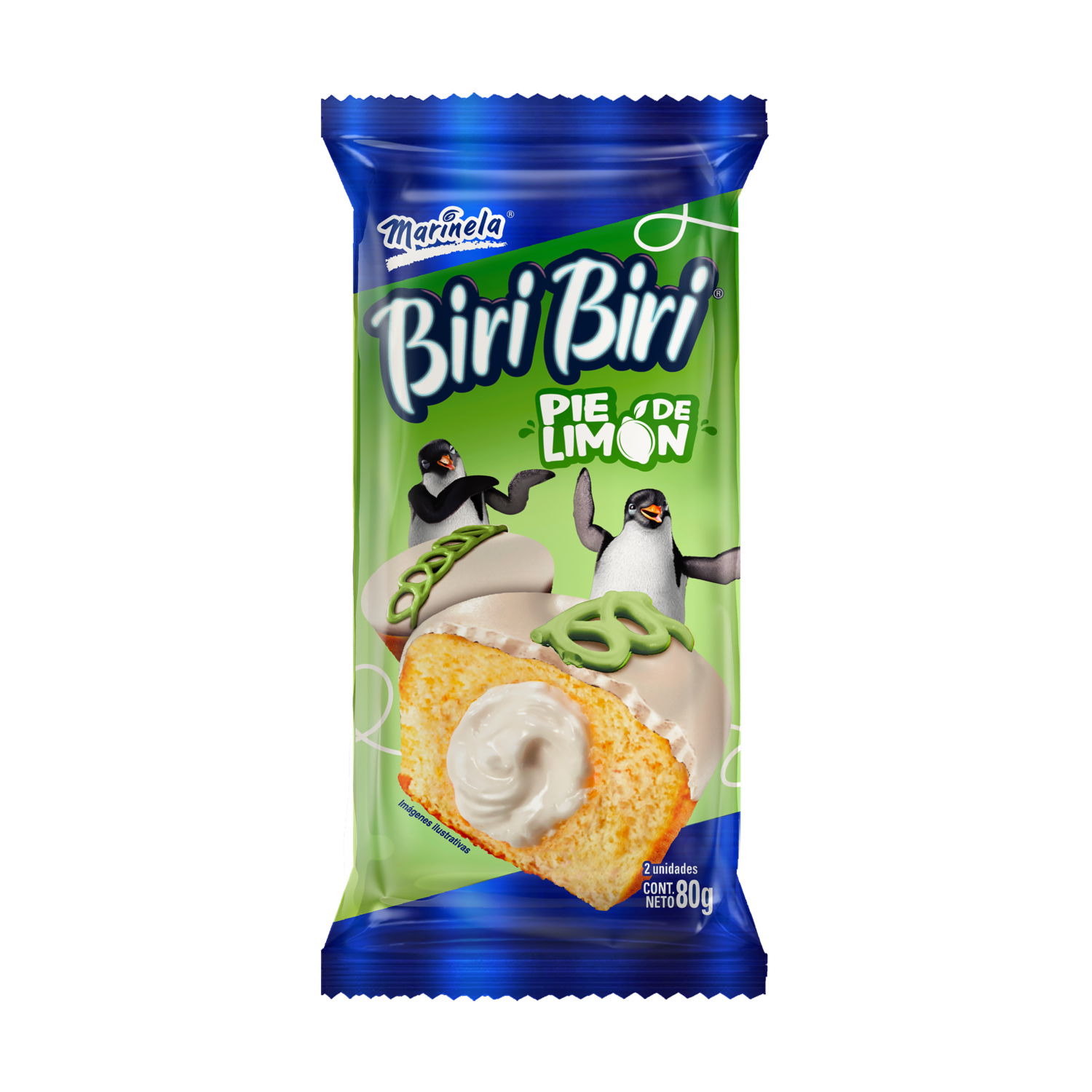 Pastelitos Rellenos De Crema Sabor Pie De Limón Biri Biri MARINELA 80 G