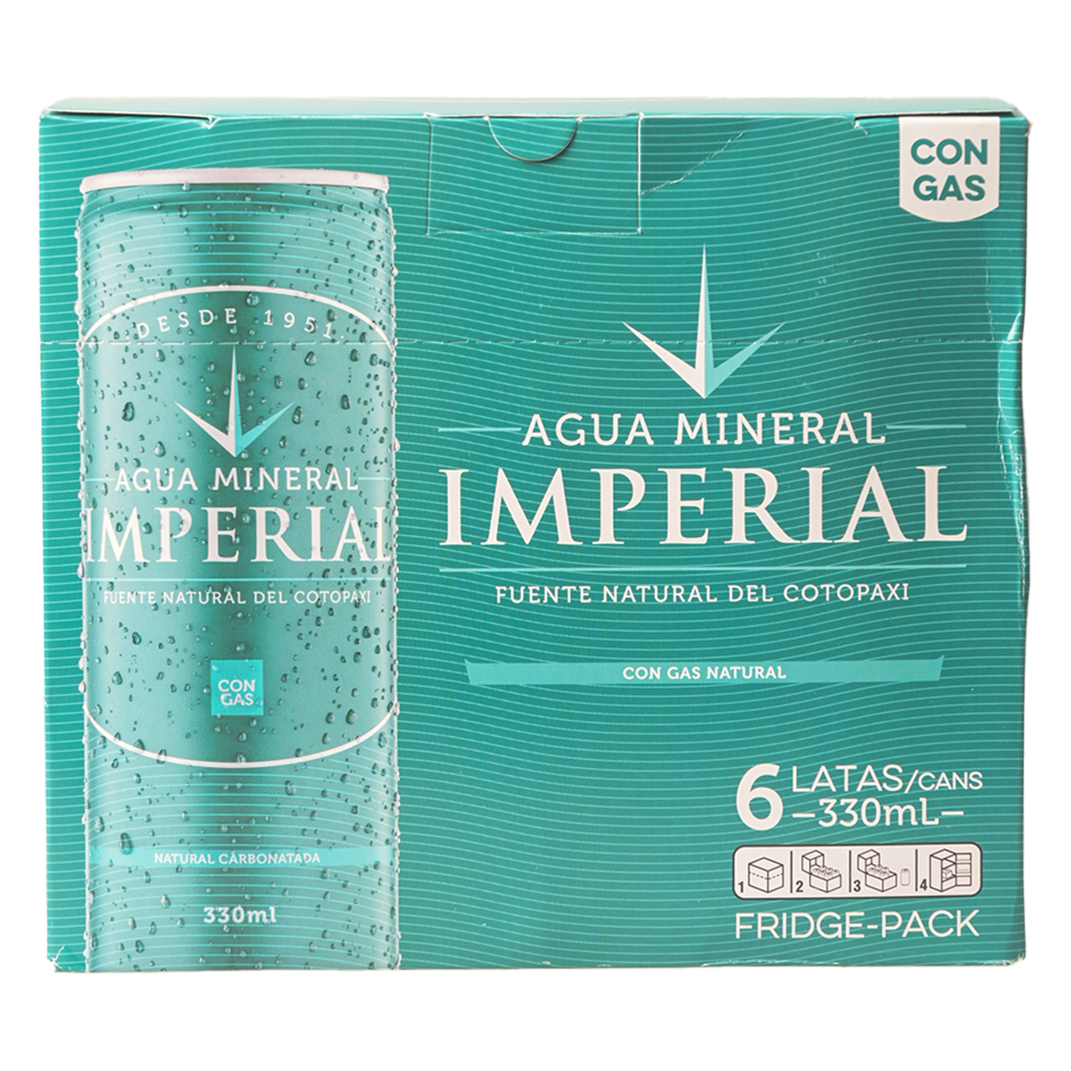 Agua Mineral Con Gas Natural IMPERIAL 6 X 330 Ml