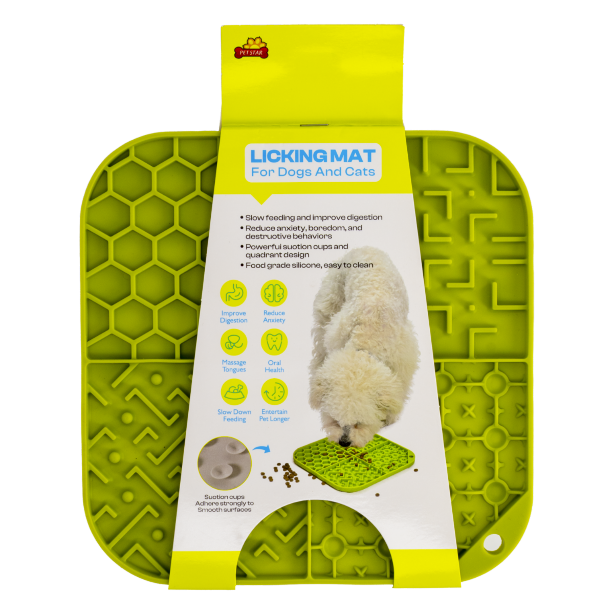 Tapete Para Mascota Verde Texturizado De Silicona Para Untar Comida PET STAR 20X20X1.4CM 166G