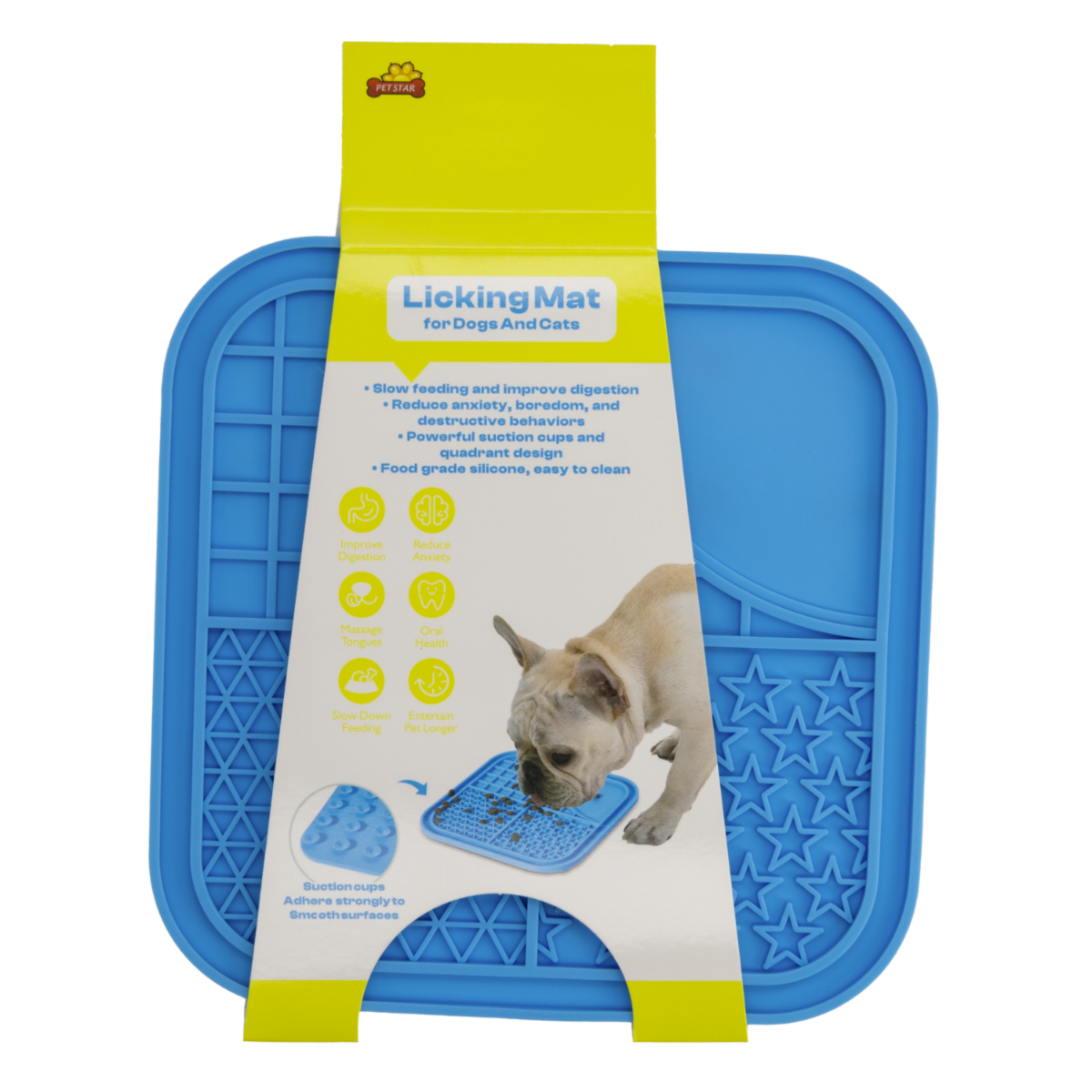 Tapete Para Mascota Azul Texturizado De Silicona Para Untar Comida PET STAR 20X20X1CM 140G