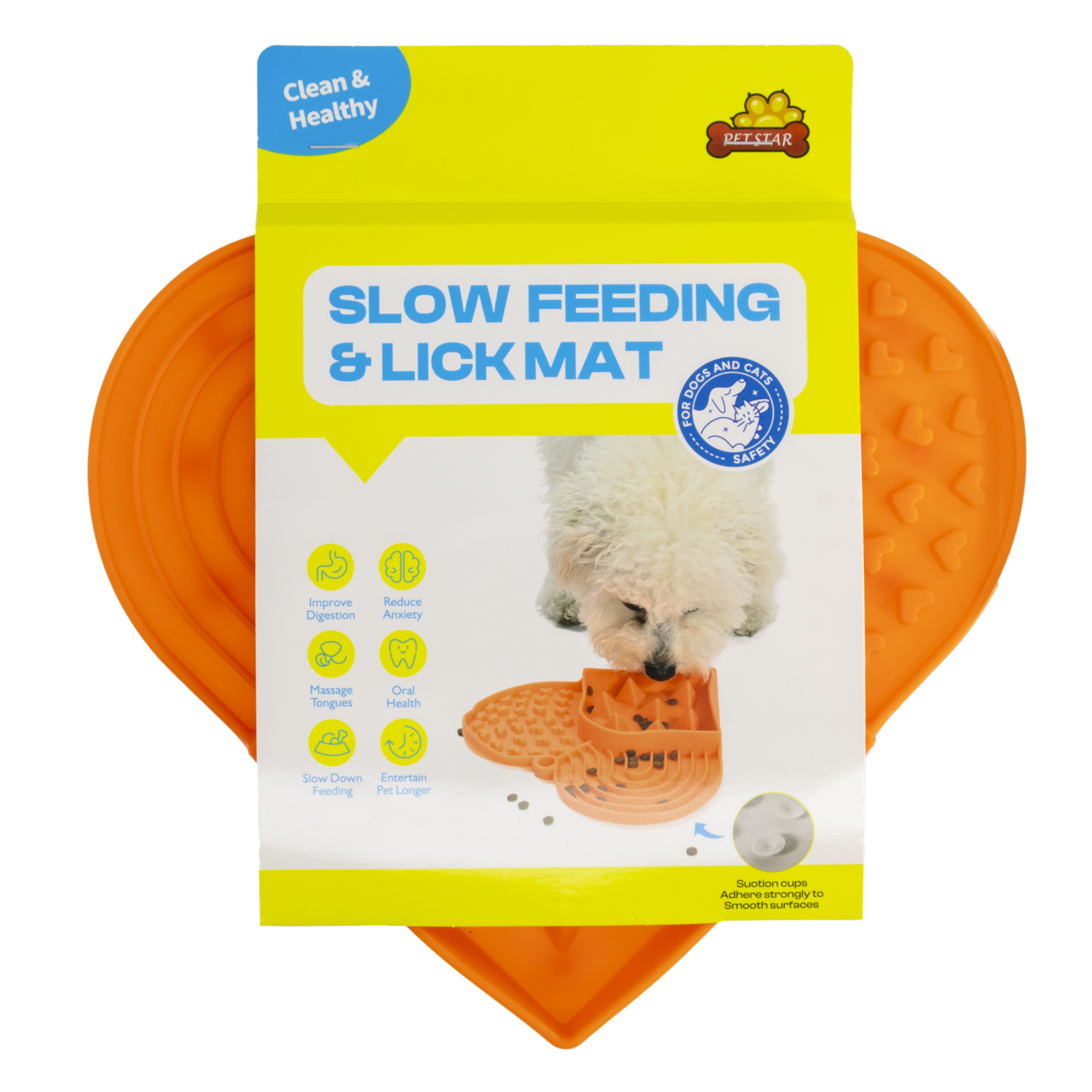Tapete Para Mascota Corazón Texturizado De Silicona Para Untar Comida PET STAR 24X21X2.5CM 148G