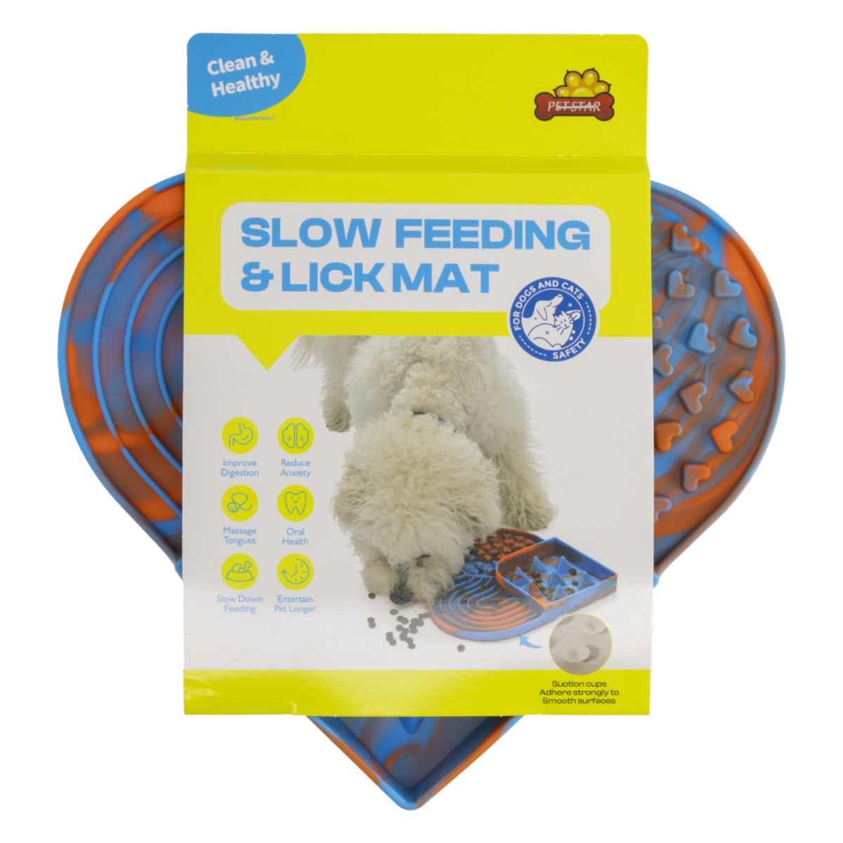Tapete Para Mascota Corazón Texturizado De Silicona Para Untar Comida PET STAR 24X21X2.5CM 148G