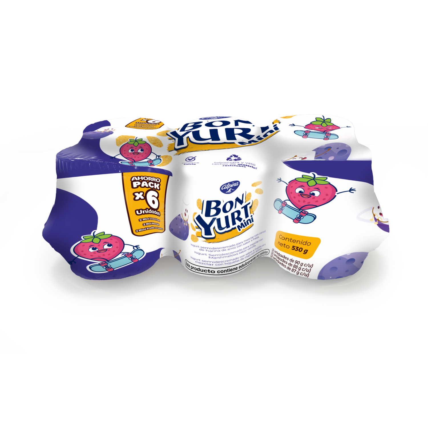 Yogurt Mini Surtido Pack X 6 Unidades BON YURT 530 G