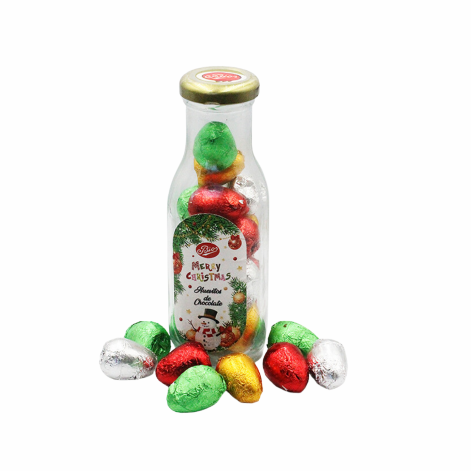 Bombones De Chocolate Frasco Navideño BIOS X 24 Uds