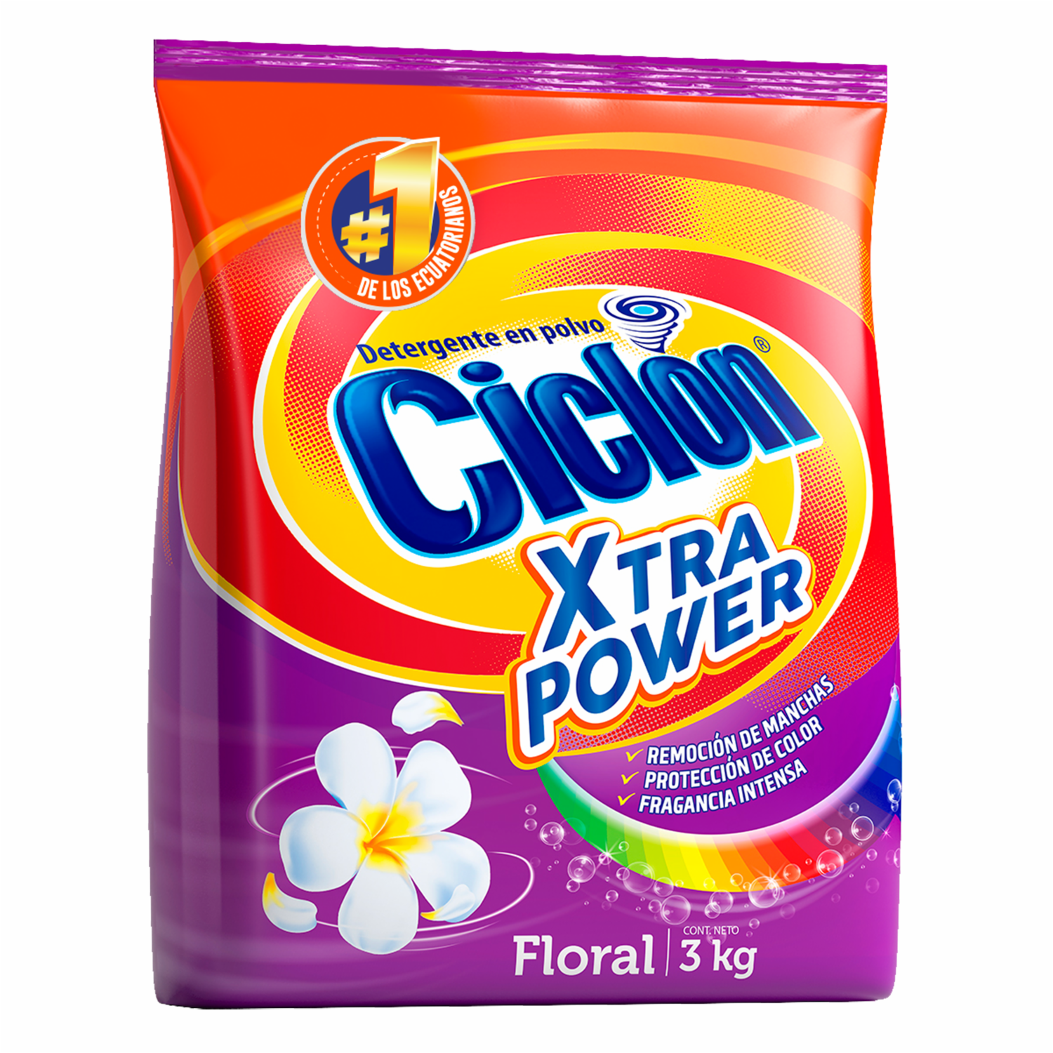 Detergente En Polvo Aroma Floral Xtra Power CICLÓN 3000 G