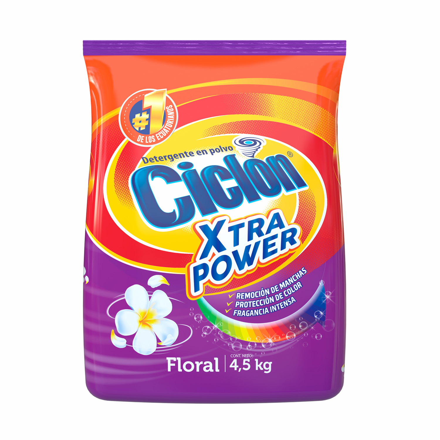 Detergente En Polvo Xtra Power Fragancia Floral CICLÓN 4500 Ml