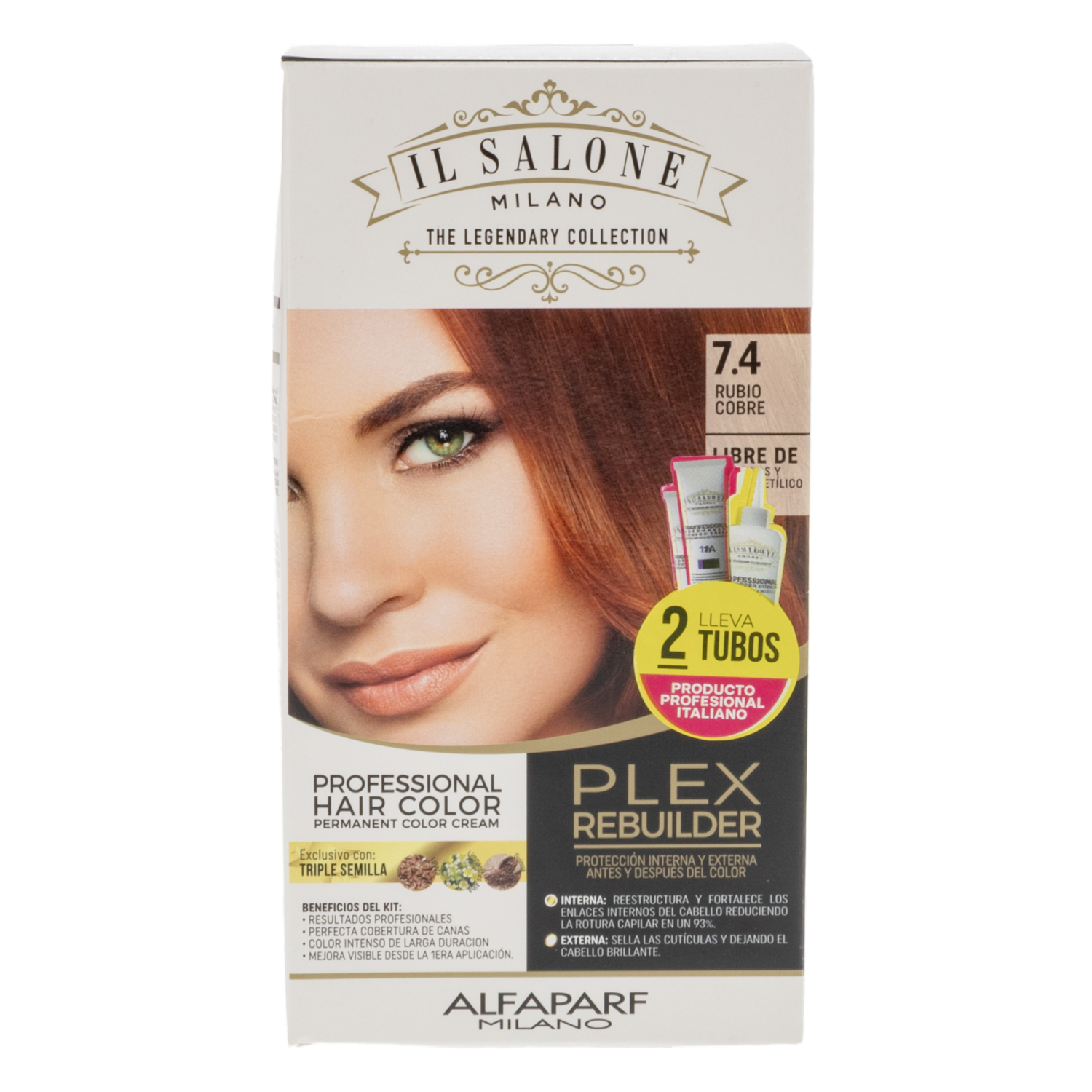 Tinte De Cabello Rubio Cobre Tono 7.4 IL SALONE MILANO 213 Ml