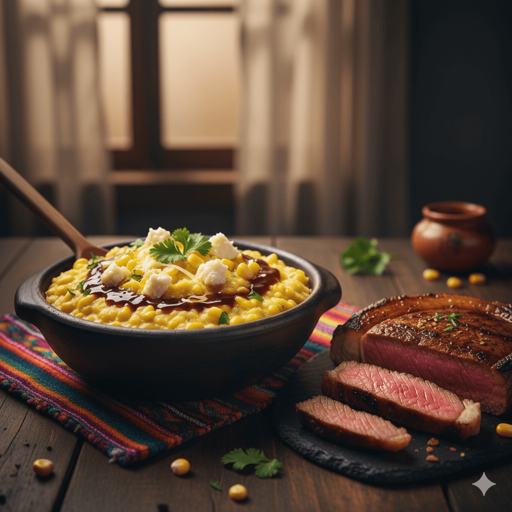 Moro chicloso de choclo con Picaña