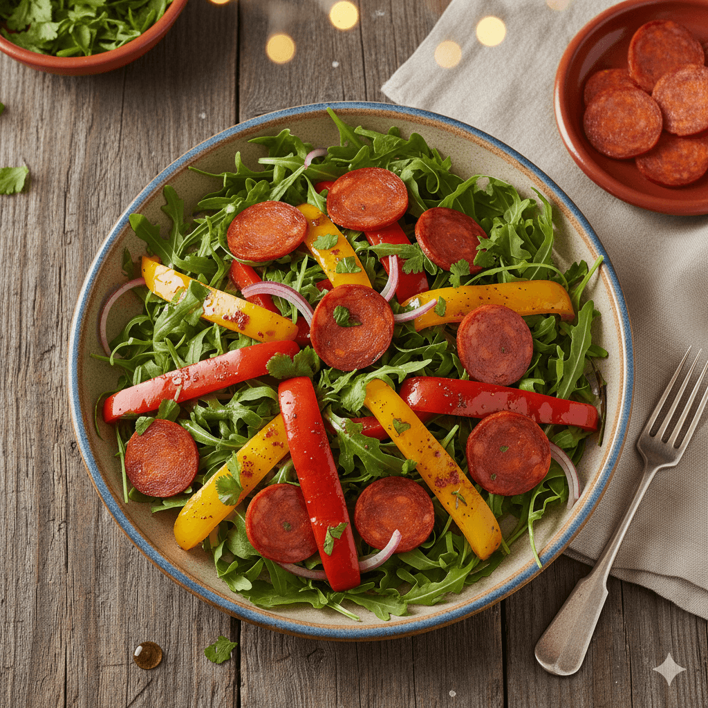 Ensalada de chorizo y pimientos