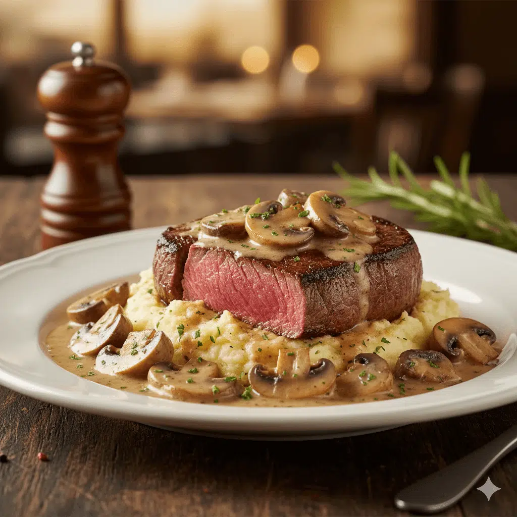 Filete mignon en salsa de champiñones