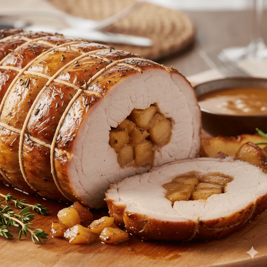 Lomo de cerdo relleno de manzana