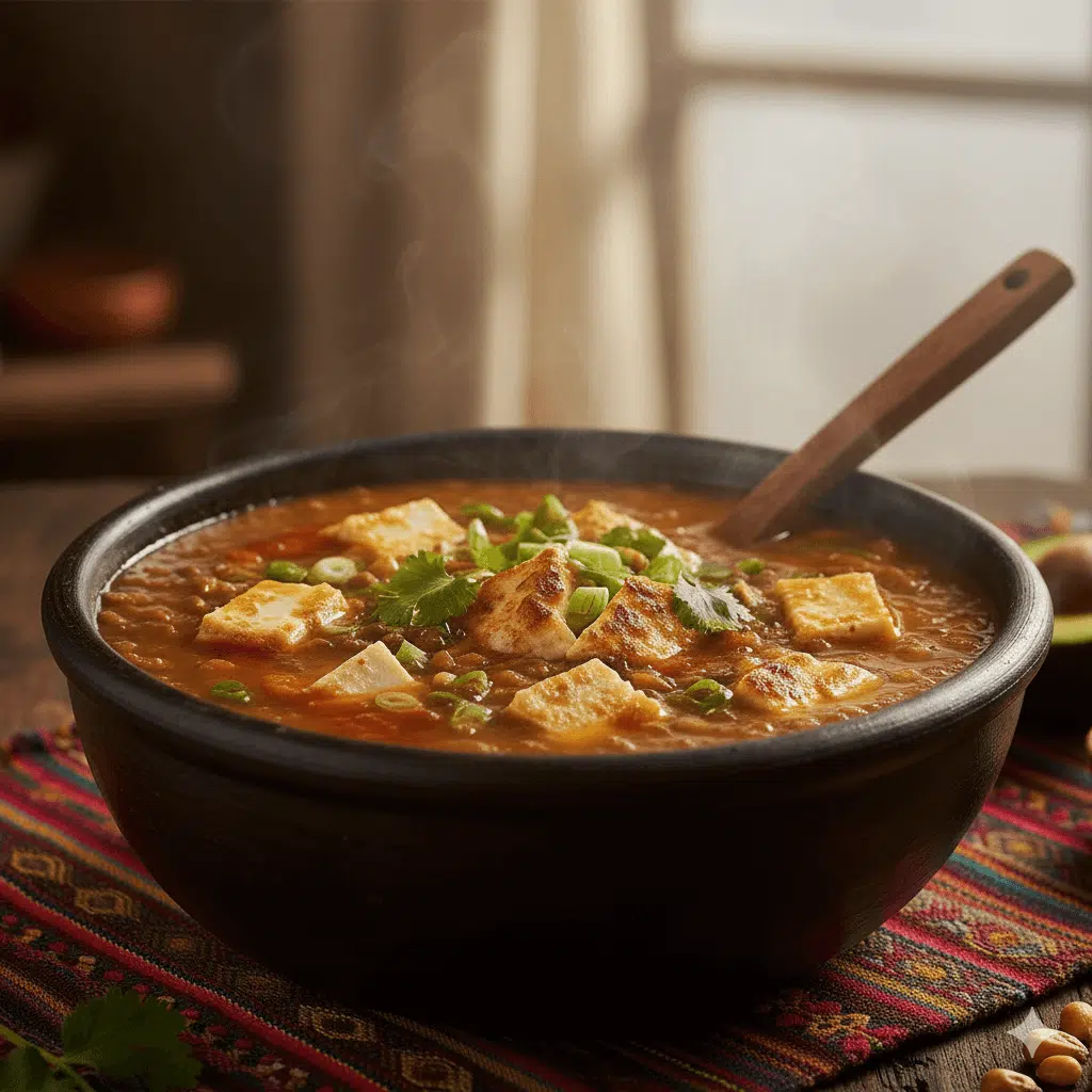 Sopa de lentejas con queso