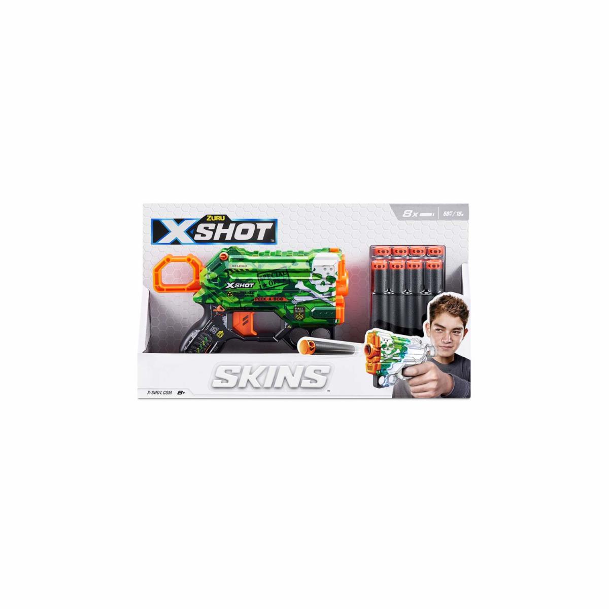 Lanzador Skins Menace X SHOT Incluye 8 Dardos