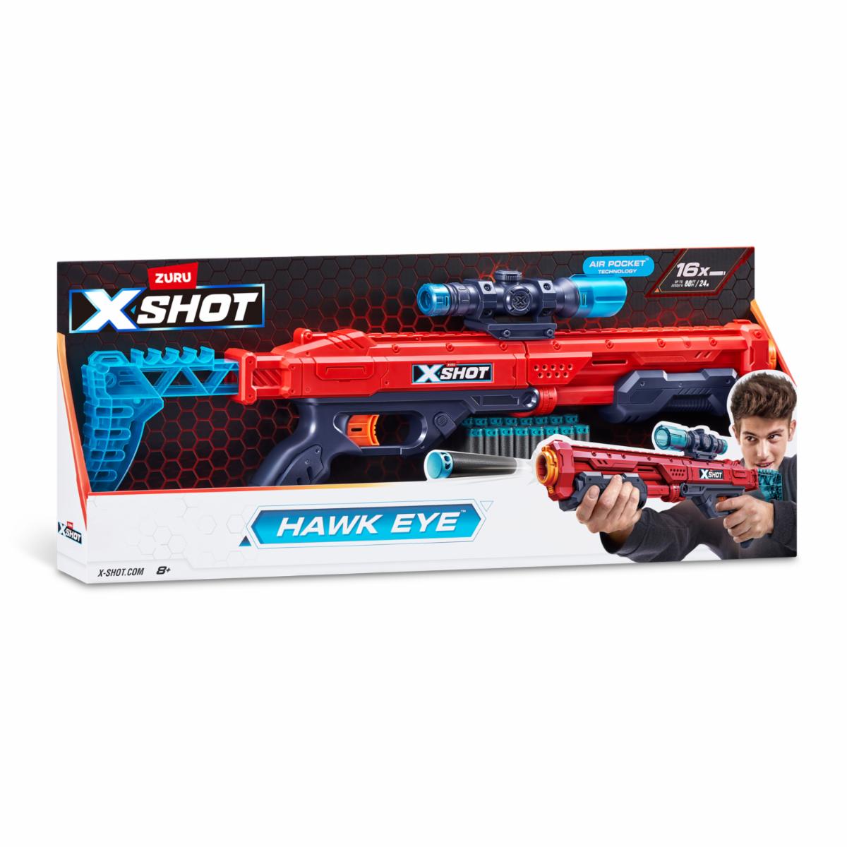 Lanzador Hawk Eye X SHOT Incluye 16 Dardos