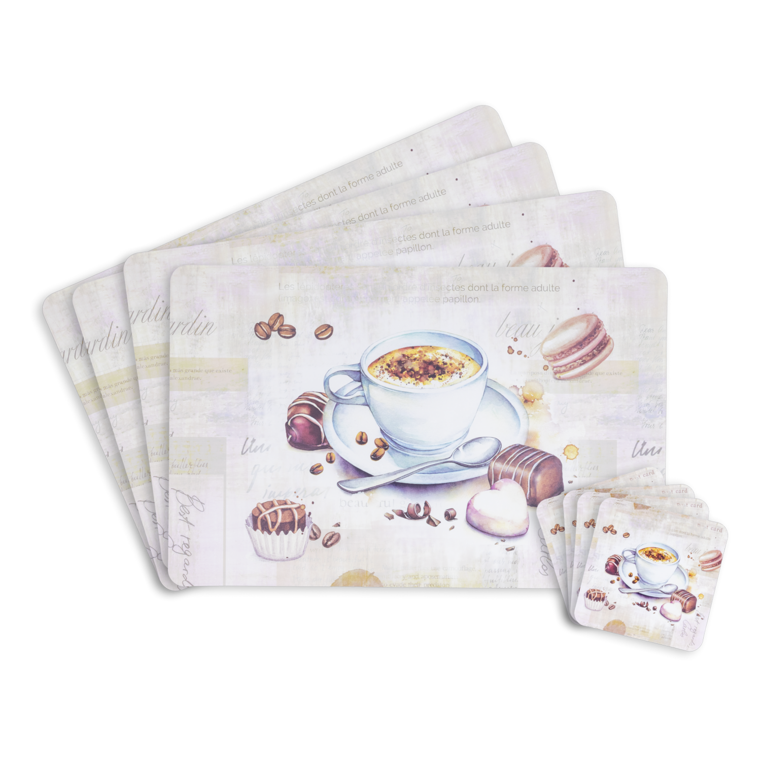 Set Individuales Y Posavasos Café Vintage FREE HOME 43.5X28.2 Cm