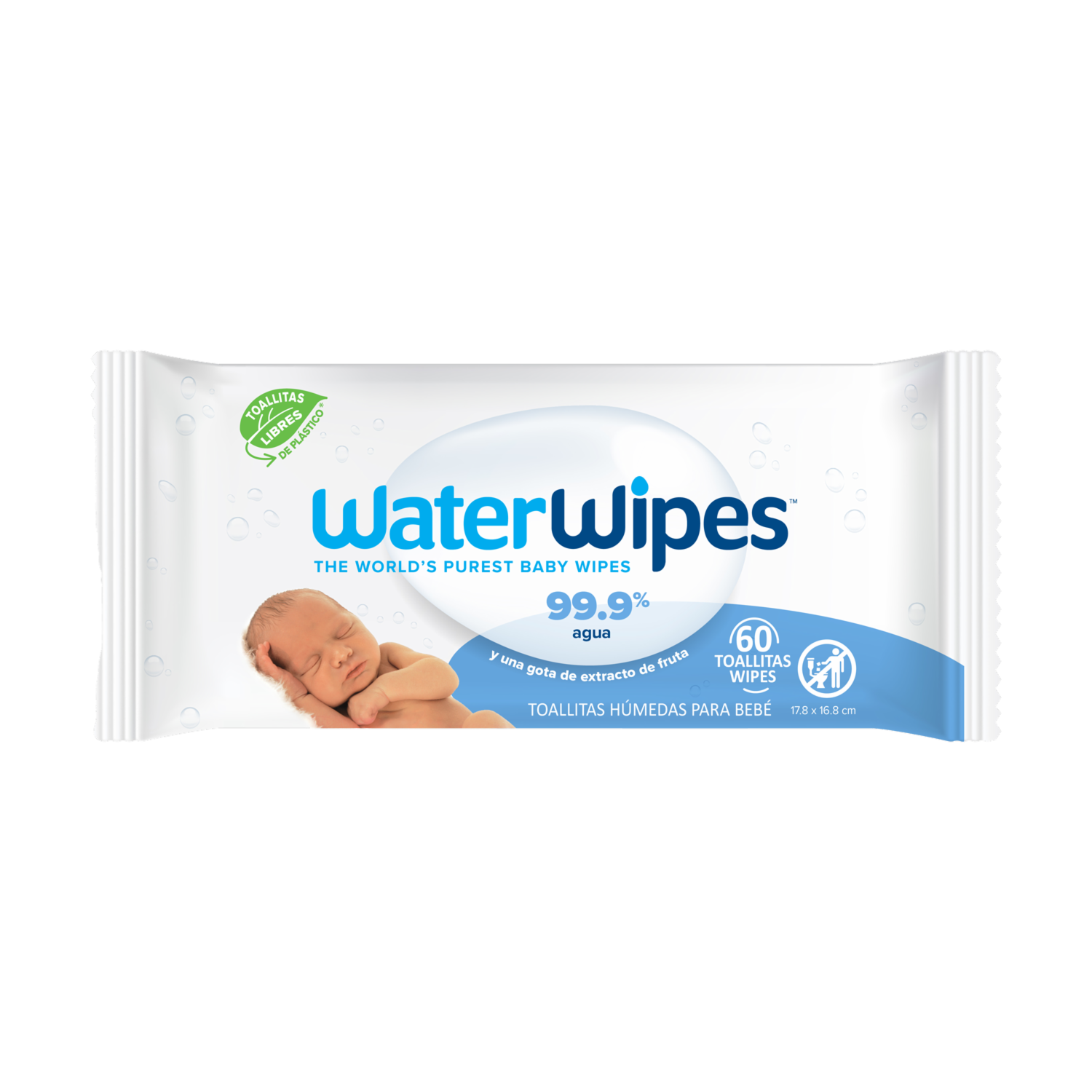 Toallitas Húmedas Para Bebé 99.9% Agua Para Piel Sensible Hipoalergenica WATERWIPES X60 Uds