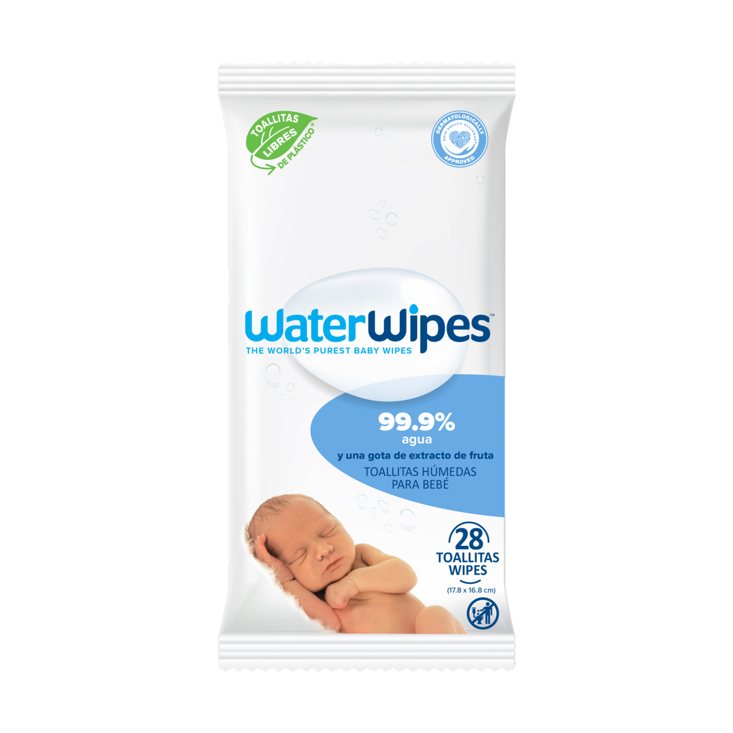 Toallitas Húmedas Para Bebé 99.9% Agua Para Piel Sensible Hipoalergenica WATERWIPES X28 Uds