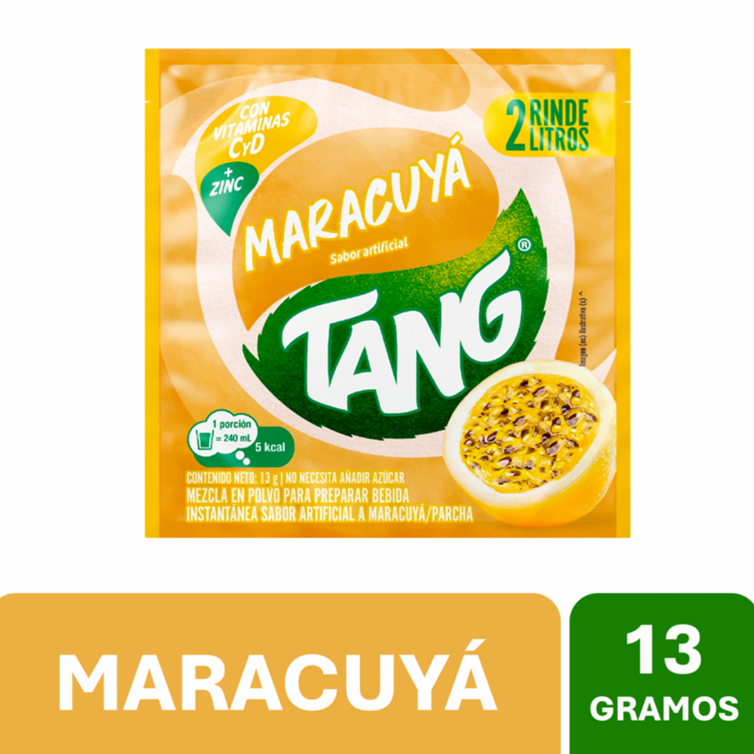Bebida En Polvo Sabor A Maracuyá TANG 13 G