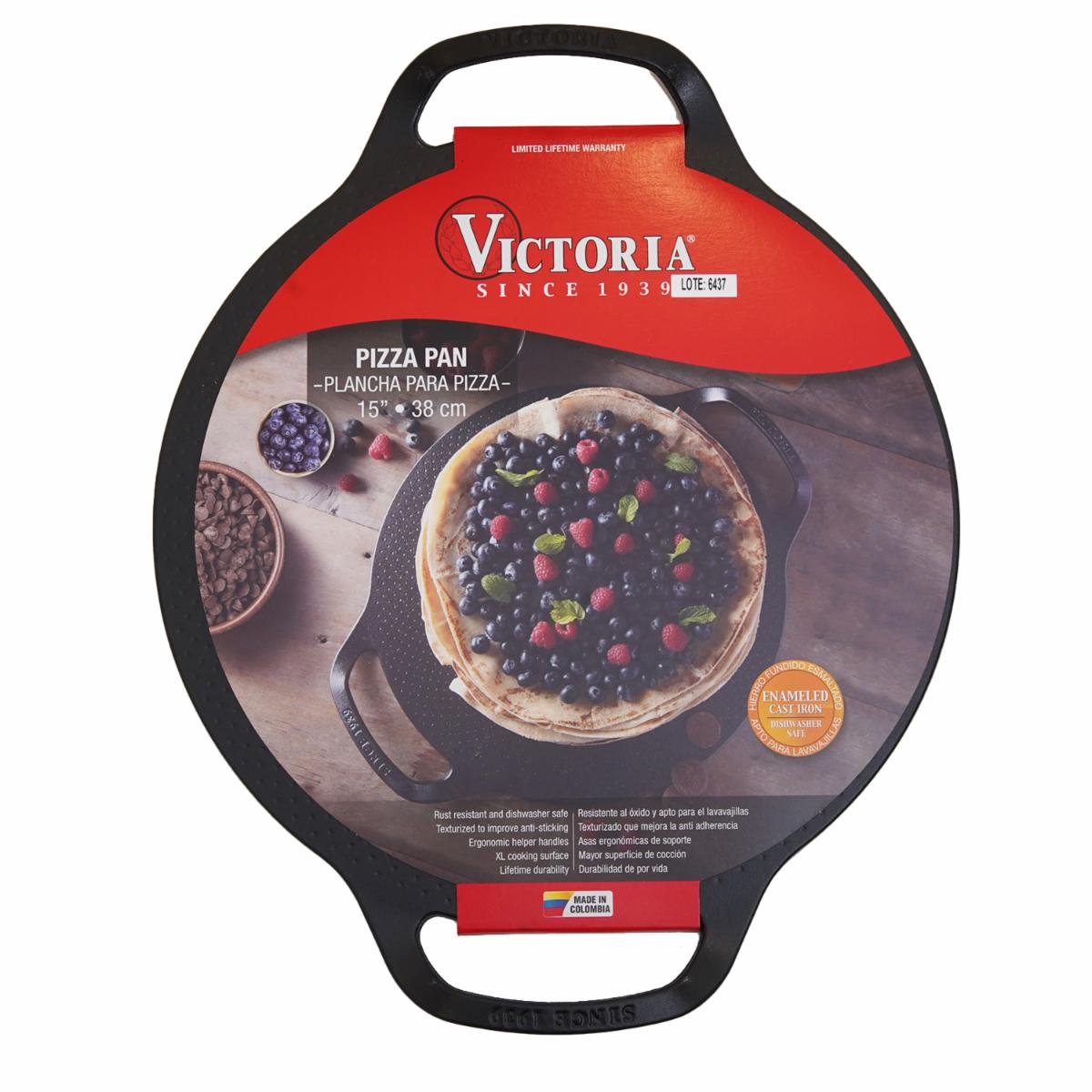 Plancha Inducción Para Pizza Victoria De Asa Esmaltado VICTORIA 38 Cm