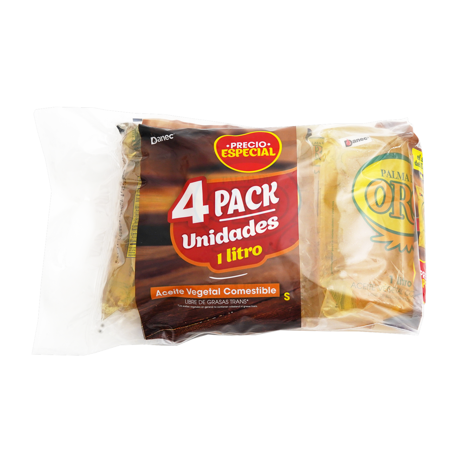 Aceite Vegetal Comestible PALMA DE ORO 4 X 1 000 ml