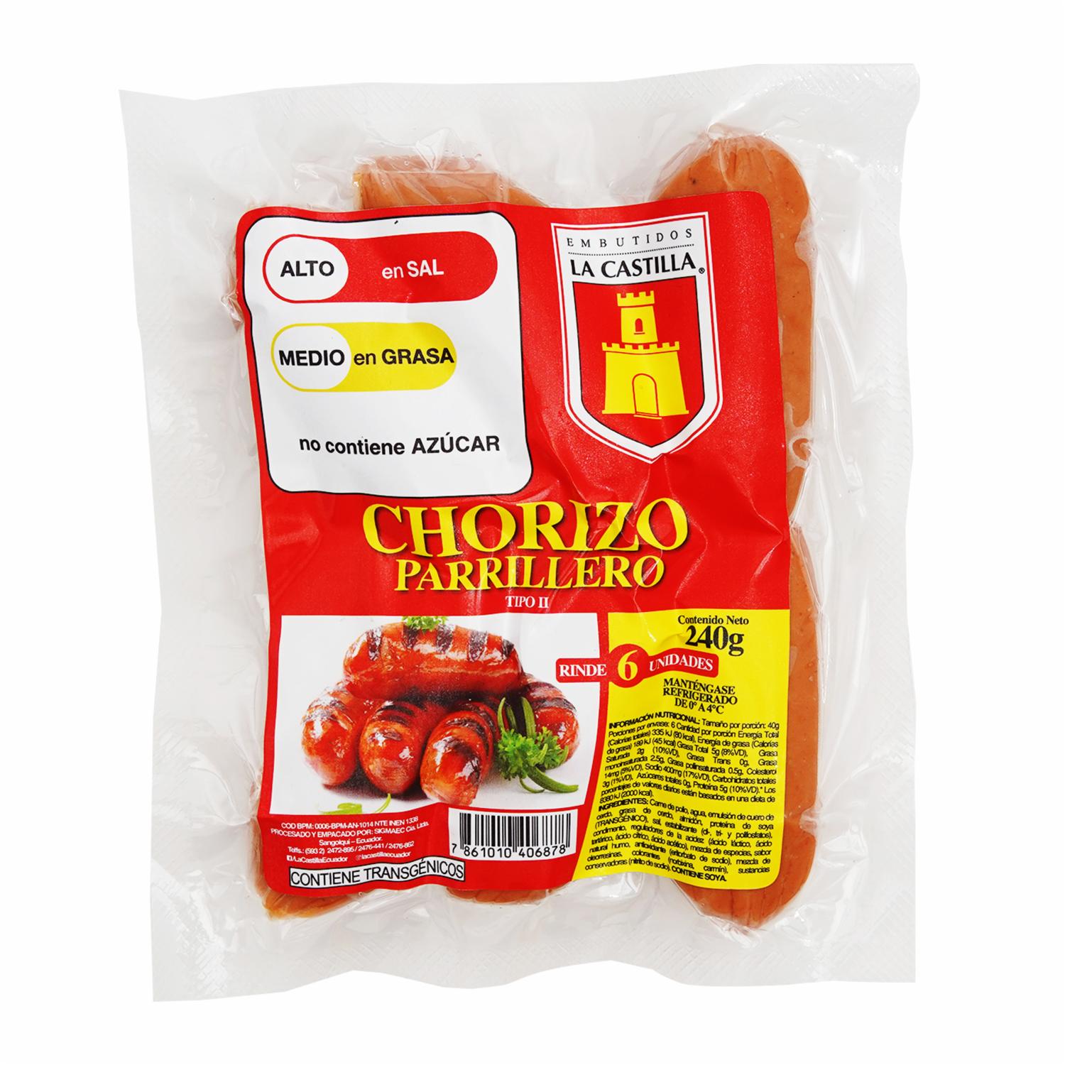 Chorizo Parrillero Tipo II LA CASTILLA 6 Uds 240 G
