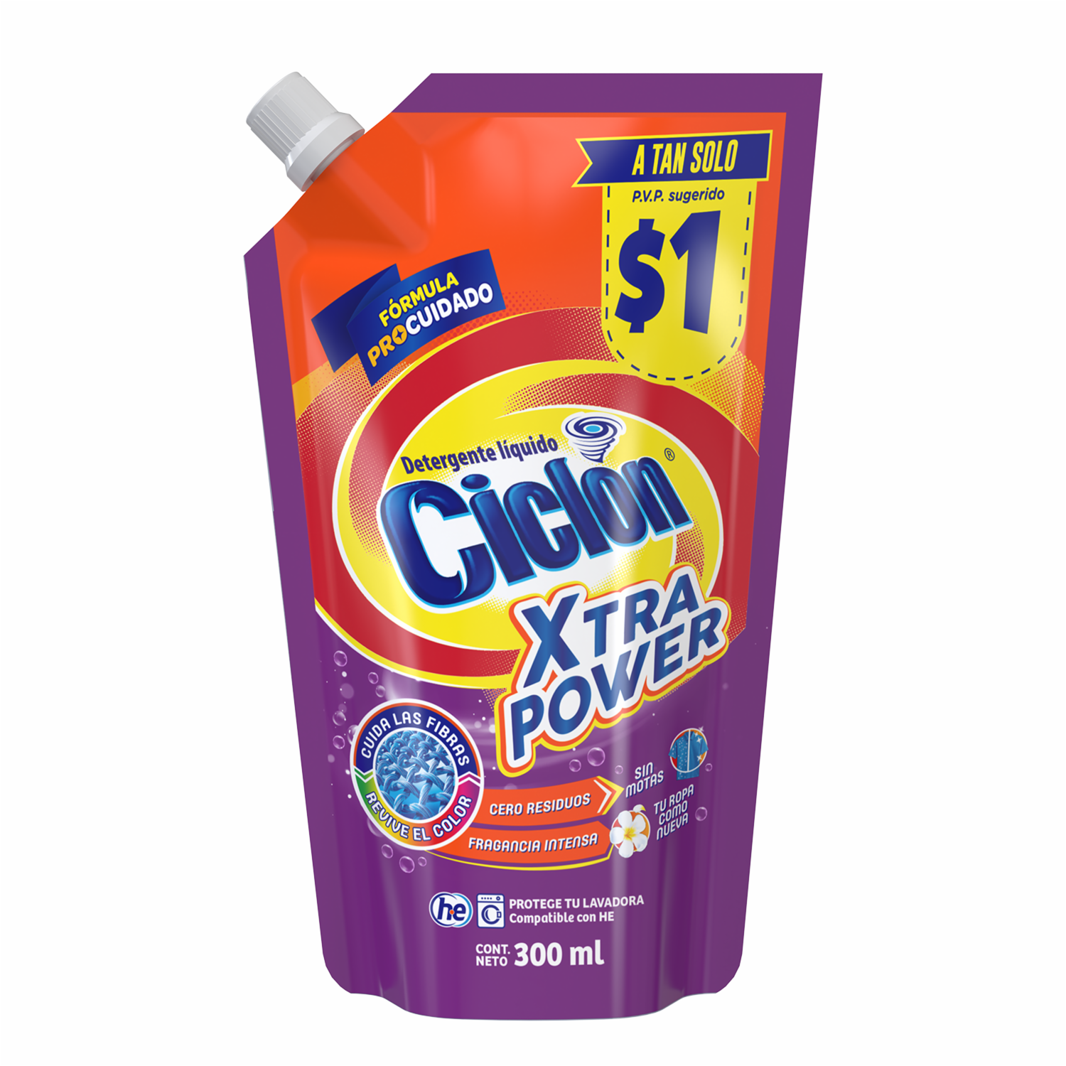 Detergente Líquido Xtra Power CICLÓN 300 Ml
