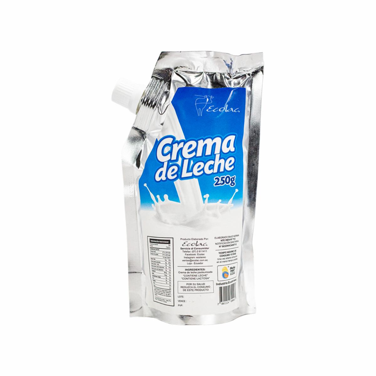 Crema De Leche Pasteurizada ECOLAC 250 G