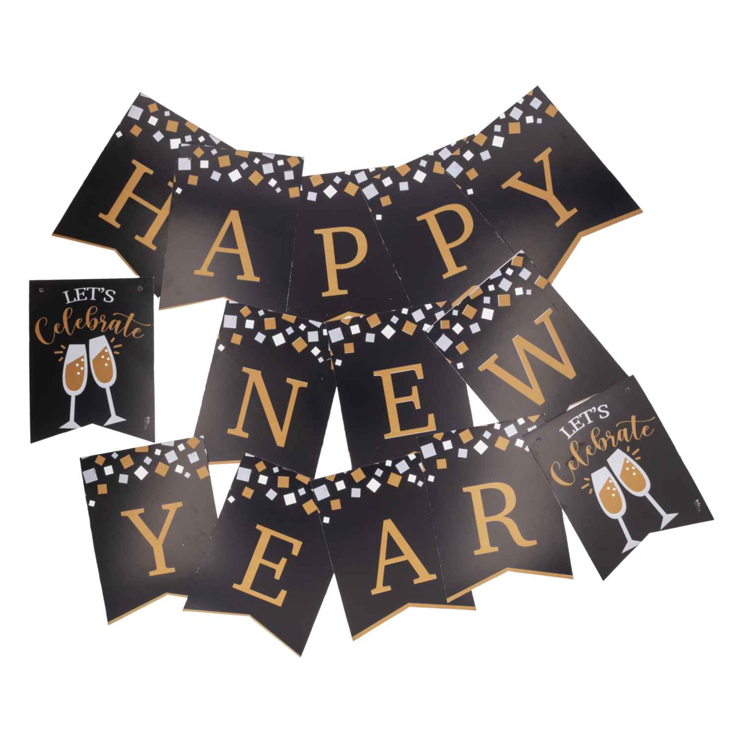 Banderín Happy New Year Black COLOR TOYS Unidad