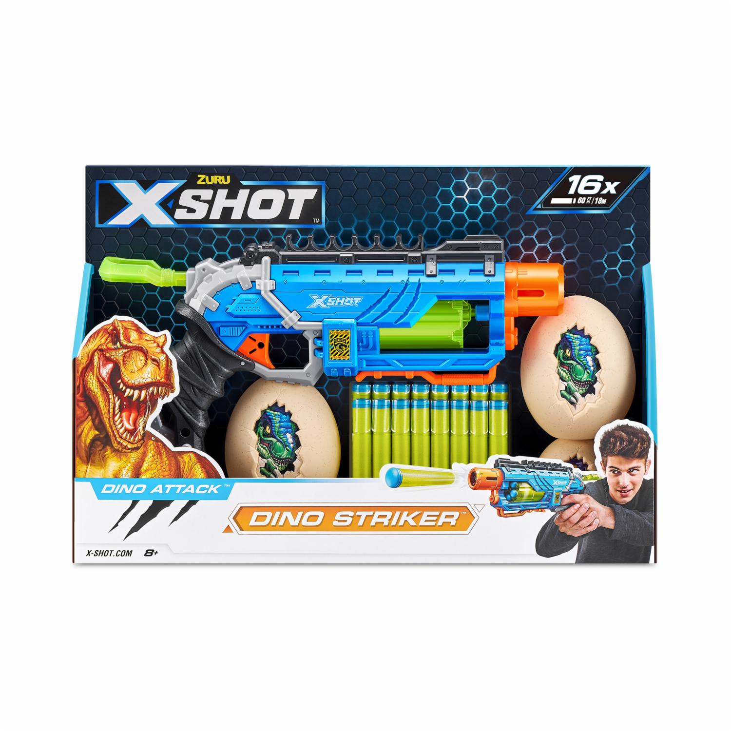 Lanzador Dino Striker X SHOT Incluye 16 Dardos