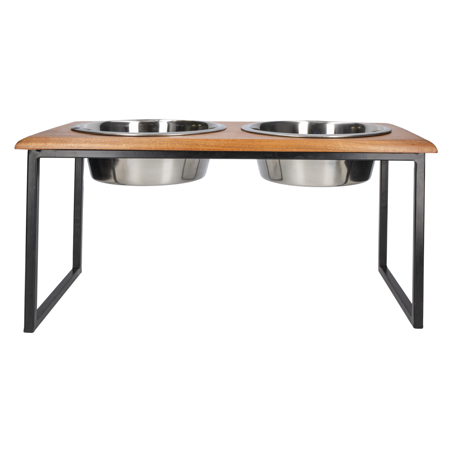 Plato Para Mascota De Madera Y Tazón De Metal Iron Double KUMAR Unidad