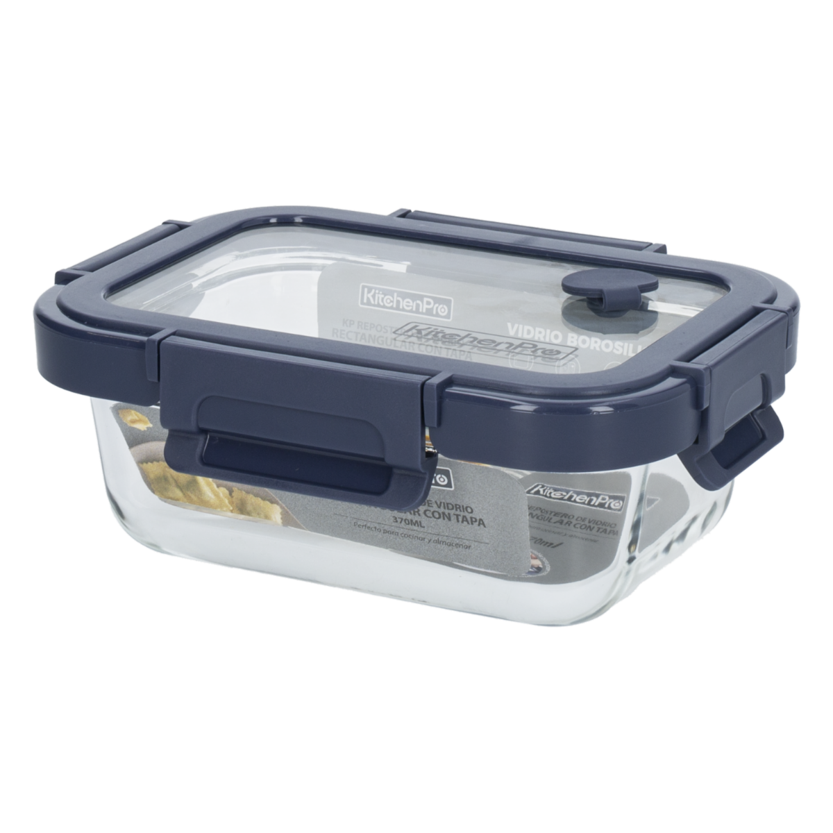 Repostero Refractario Rectangular Con Tapa KITCHENPRO 370  Ml