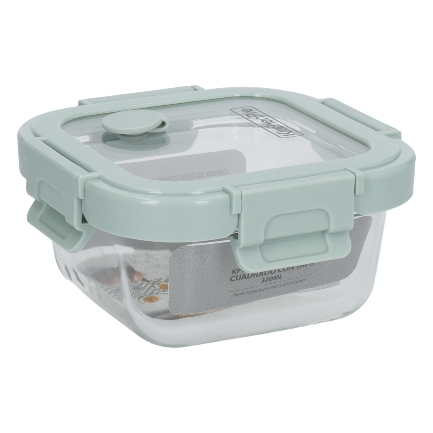 Repostero Refractario Cuadrado Con Tapa KITCHENPRO 320  Ml