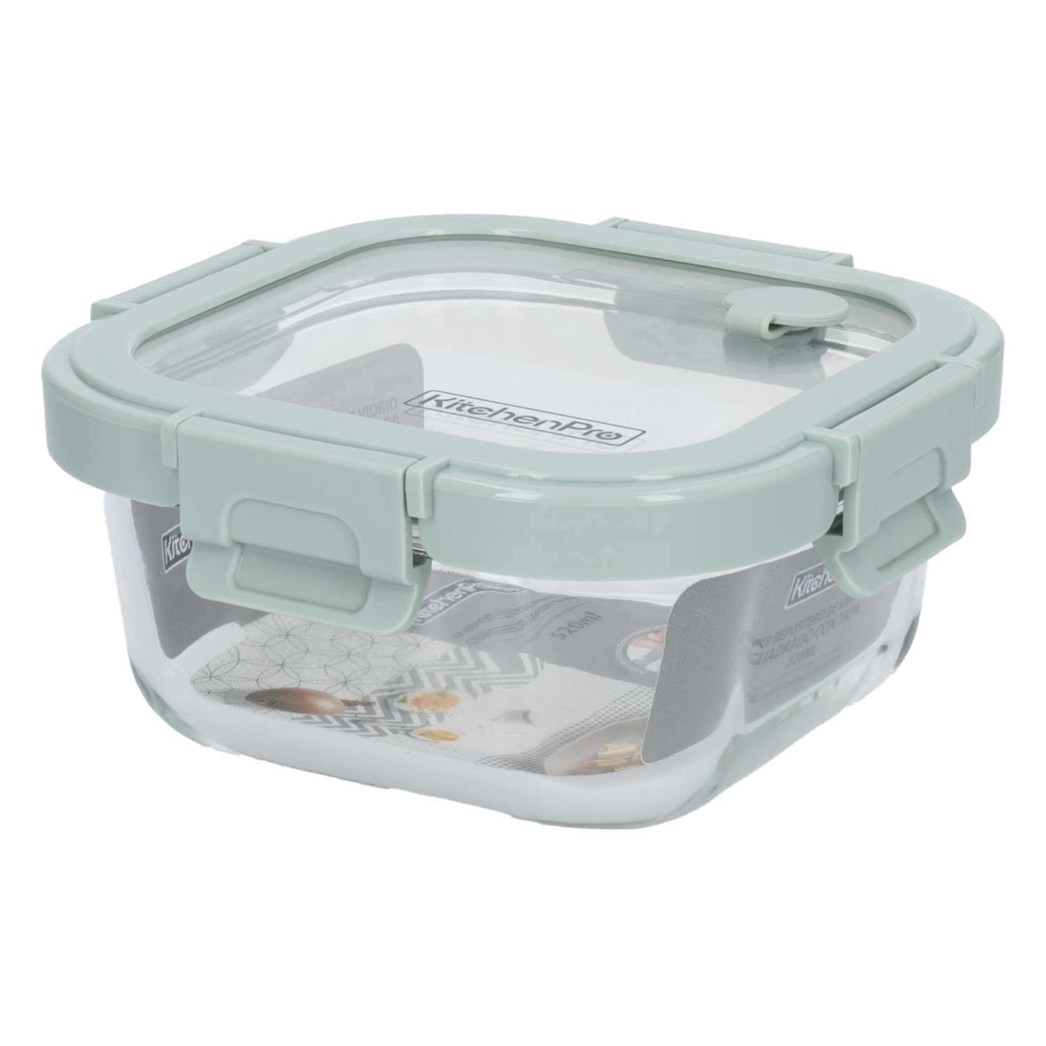 Repostero Refractario Cuadrado Con Tapa KITCHENPRO 520  Ml