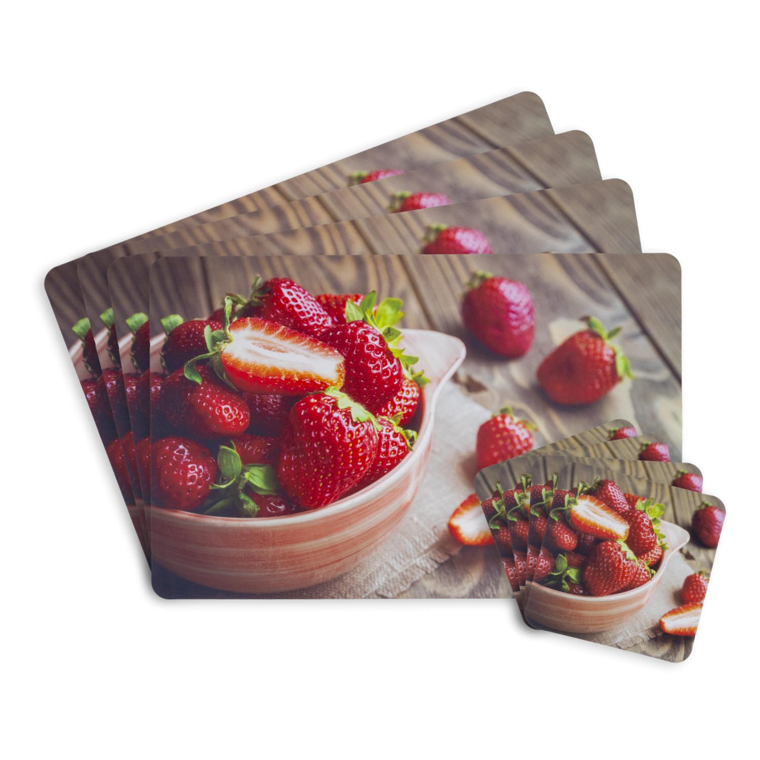 Set Individuales Y Posavasos Frutillas FREE HOME 43.5X28.2 X28.2