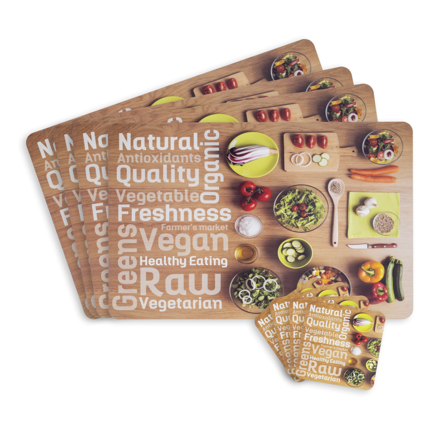 Set Individuales Y Posavasos Vegetales FREE HOME 43.5X28.2 Cm