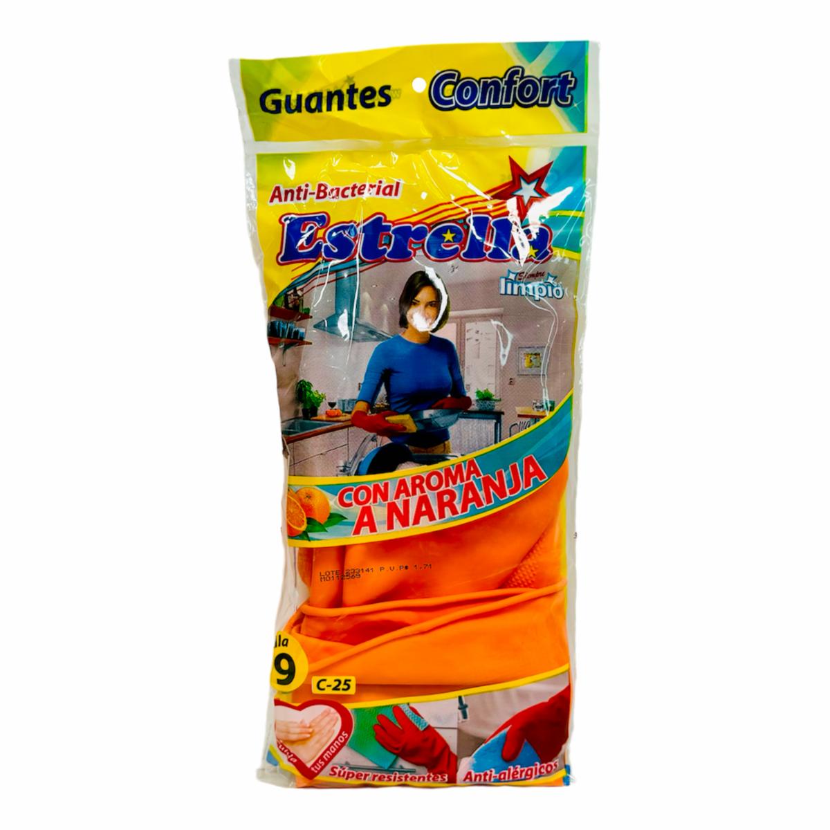 Guantes De Nitrilo Domésticos Antibacterial Aroma A Naranja ESTRELLA Talla 9