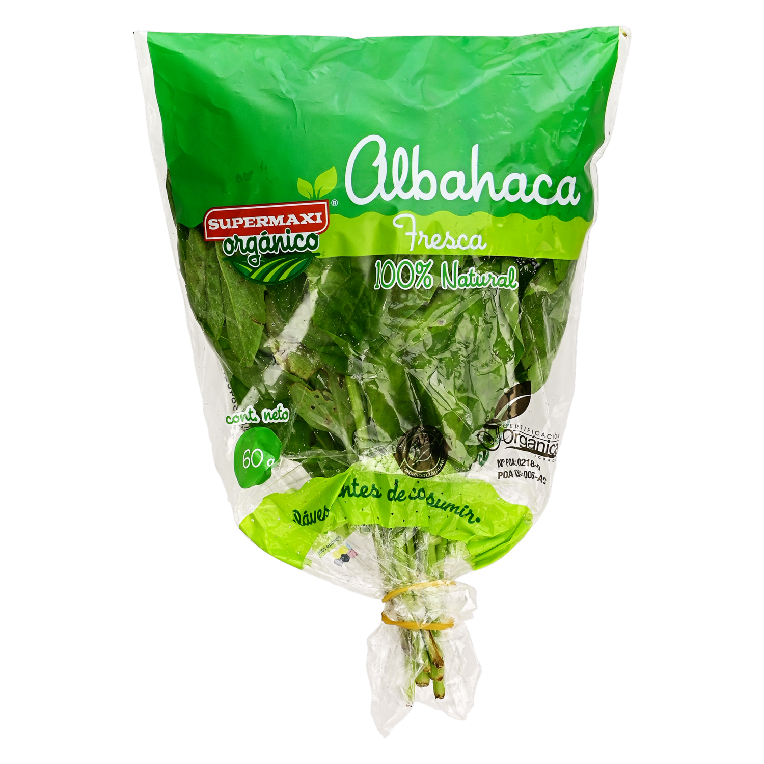 Albahaca Orgánica SUPERMAXI 60 G